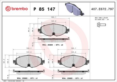 Brake Pad Set, disc brake P 85 147X