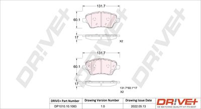 Комплект тормозных колодок, дисковый тормоз Dr!ve+ DP1010.10.1083 для FORD B-MAX