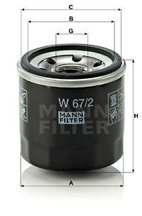 Масляный фильтр MANN-FILTER W 67/2 для TOYOTA CAMI