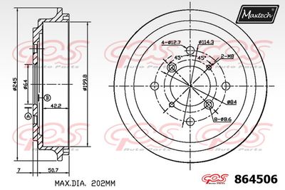 Тормозной барабан MAXTECH 864506 для SUZUKI SWIFT