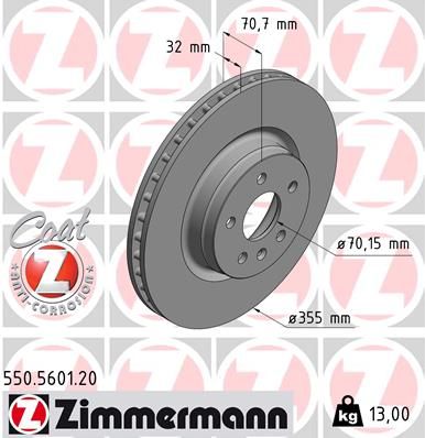 Тормозной диск ZIMMERMANN 550.5601.20 для TESLA MODEL S	