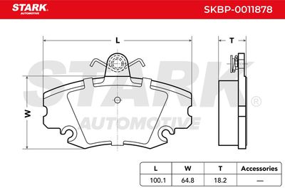 комплект спирачно феродо, дискови спирачки STARK SKBP-0011878