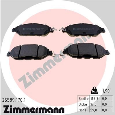 Комплект тормозных колодок, дисковый тормоз ZIMMERMANN 25589.170.1 для INFINITI JX