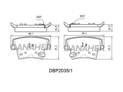 Комплект тормозных колодок, дисковый тормоз DANAHER DBP2035/1 для CHRYSLER 300C