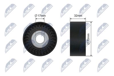Įtempiklio skriemulys, V formos rumbuotas diržas