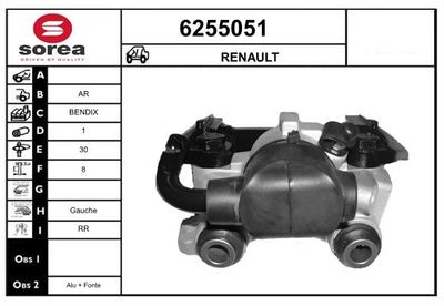 STARTCAR 6255051 Тормозной суппорт  для RENAULT CLIO I (B/C57_, 5/357_) 1.4 (B/C57T, B/C57Y)