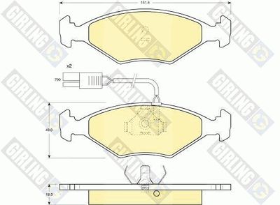 Комплект тормозных колодок, дисковый тормоз GIRLING 6109602 для FIAT DUNA