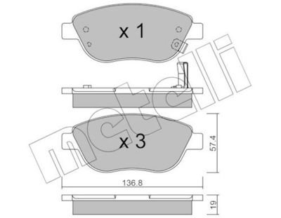 комплект спирачно феродо, дискови спирачки METELLI