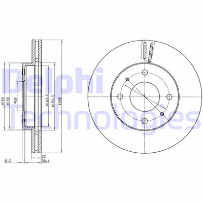 Тормозной диск DELPHI BG4537C для PROTON GEN
