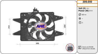 AHE 309.050 Вентилятор системы охлаждения двигателя  для FIAT DOBLO (Фиат Добло)
