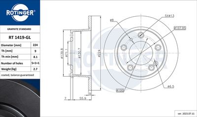 спирачен диск ROTINGER RT 1419-GL