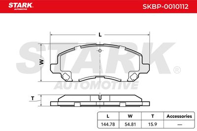 комплект спирачно феродо, дискови спирачки STARK SKBP-0010112