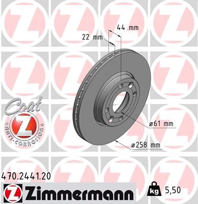 Тормозной диск ZIMMERMANN 470.2441.20 для DACIA LODGY