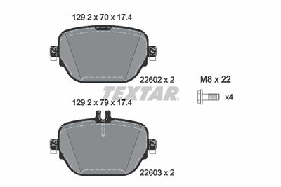 Комплект тормозных колодок, дисковый тормоз TEXTAR 2260201 для MERCEDES-BENZ EQC