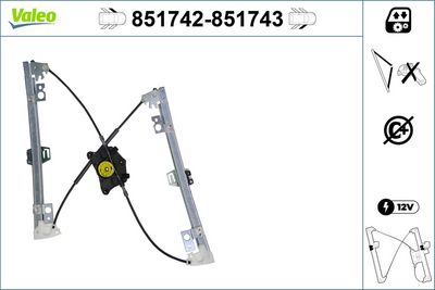 стъклоподемник VALEO 851743