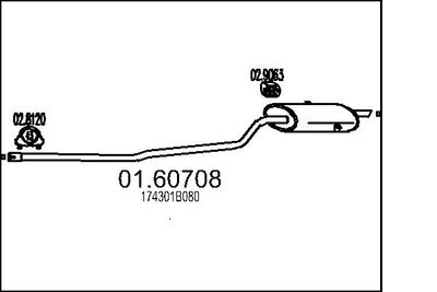 MTS 01.60708 Глушитель выхлопных газов  для TOYOTA COROLLA Liftback (_E11_) 1.4 (EE111_)