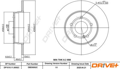 Tarcza hamulcowa DR!VE+ DBD0092C