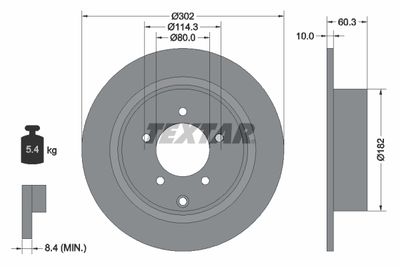 TEXTAR 92177303 Тормозные диски  для MITSUBISHI ASX (Митсубиши Асx)