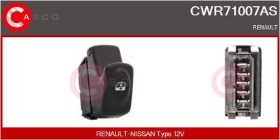 Выключатель, стеклолодъемник CASCO CWR71007AS для RENAULT KANGOO