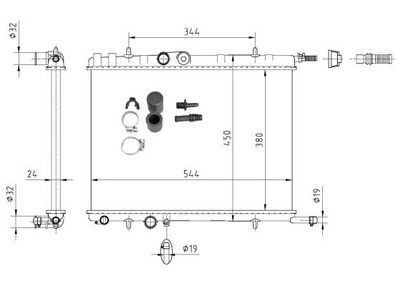 Radiator, engine cooling 53424A