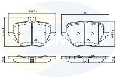 комплект спирачно феродо, дискови спирачки COMLINE CBP04071