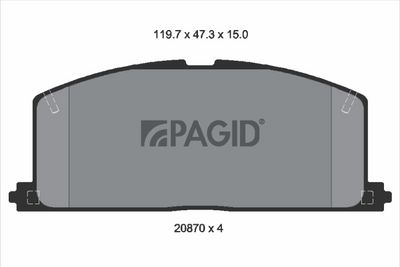 комплект спирачно феродо, дискови спирачки PAGID T0318N