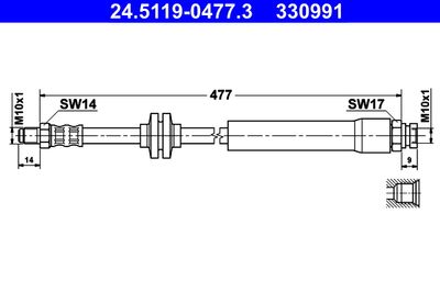 Тормозной шланг ATE 24.5119-0477.3 для FIAT PANDA