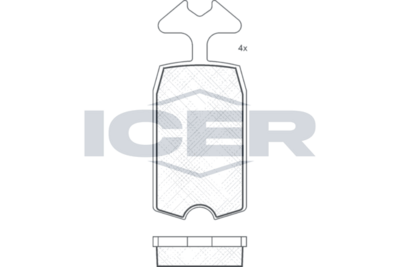 комплект спирачно феродо, дискови спирачки ICER 180090