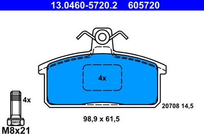 Комплект тормозных колодок, дисковый тормоз ATE 13.0460-5720.2 для SUZUKI SAMURAI
