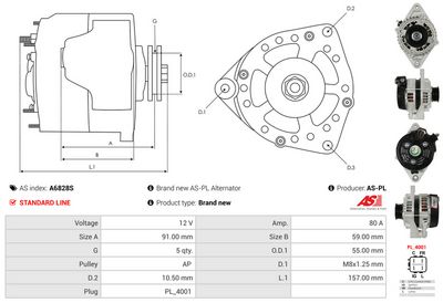 GENERATOR / ALTERNATOR AS-PL A6828S 4