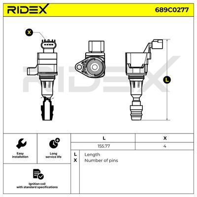 запалителна бобина RIDEX 689C0277