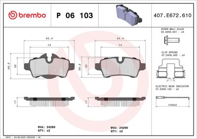 Brake Pad Set, disc brake P 06 103