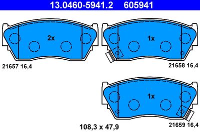 Комплект тормозных колодок, дисковый тормоз ATE 13.0460-5941.2 для NISSAN 100NX