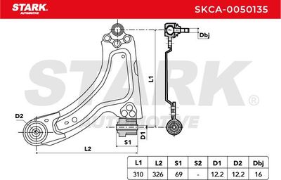 носач, окачване на колелата STARK SKCA-0050135
