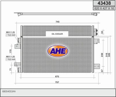AHE 43438 Радиатор кондиционера для CHRYSLER SEBRING Кабриолет (JS)