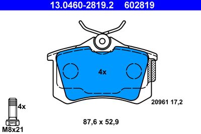 Комплект тормозных колодок, дисковый тормоз ATE 13.0460-2819.2 для CITROËN C8