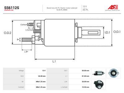 Elektromagnetický spínač, štartér AS-PL SS6112S