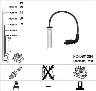 Комплект проводов зажигания NGK 6258 для DAEWOO REZZO