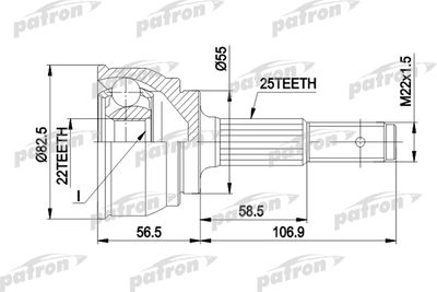 Шарнирный комплект, приводной вал PATRON PCV1163 для NISSAN SUNNY