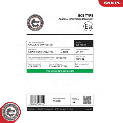 Katalyzátor ESEN SKV 62SKV022