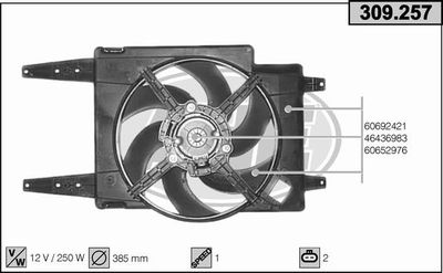 AHE 309.257 Вентилятор системы охлаждения двигателя  для ALFA ROMEO 166 (Альфа-ромео 166)