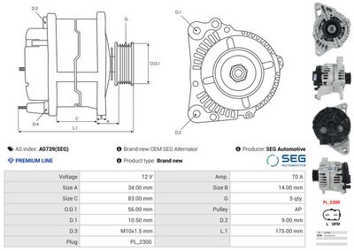 GENERATOR / ALTERNATOR AS-PL A0739SEG 4