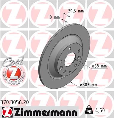 Тормозной диск ZIMMERMANN 370.3056.20 для MAZDA MX-30