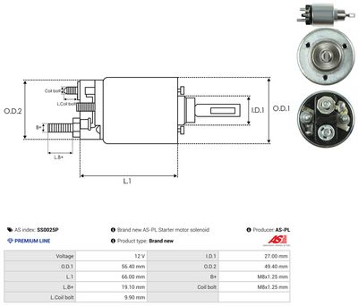 SOLENOID ELECTROMOTOR AS-PL SS0025P 3