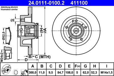 Тормозной диск ATE 24.0111-0100.2 для RENAULT ESPACE