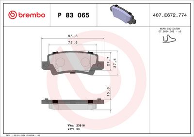 Brake Pad Set, disc brake P 83 065