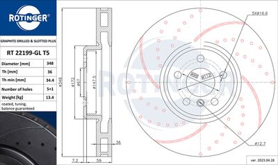 спирачен диск ROTINGER RT 22199-GL T5