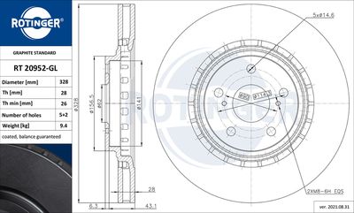 спирачен диск ROTINGER RT 20952-GL