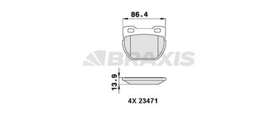 Комплект тормозных колодок, дисковый тормоз BRAXIS AA0293 для LAND ROVER DEFENDER