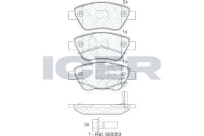 Комплект тормозных колодок, дисковый тормоз ICER 181810 для FIAT DOBLO